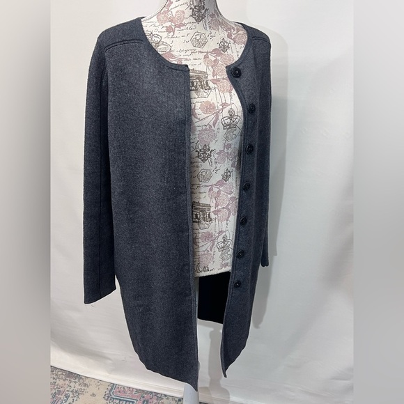 SOLAR Charcoal gray wool and cashmere blend cardigan sweater size M. - Picture 9 of 11